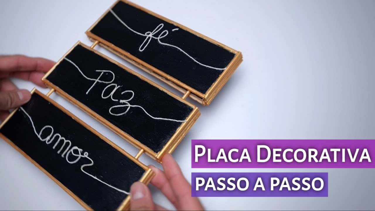 DIY - Plaquinha Decorativa de Papelão  ARTESANATO [ passo a passo ]