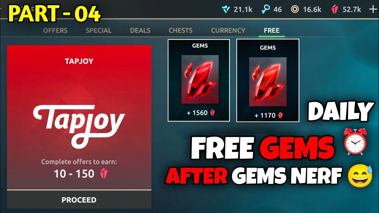 How To Get Free Gems Daily 💎🤯 TapJoy Best Games to Earn Gems | Shadow Fight 4 Arena | Part-4