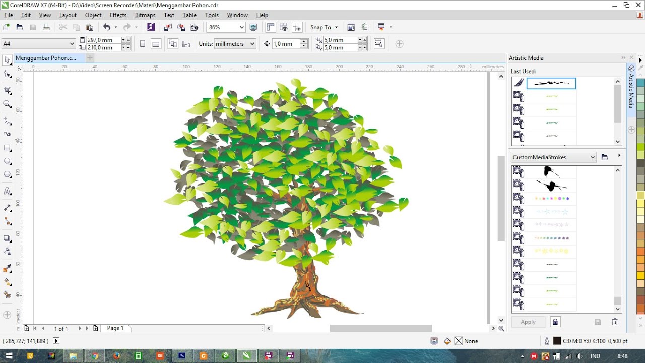 Tutorial CorelDRAW Menggambar Pohon Raja Brosur 