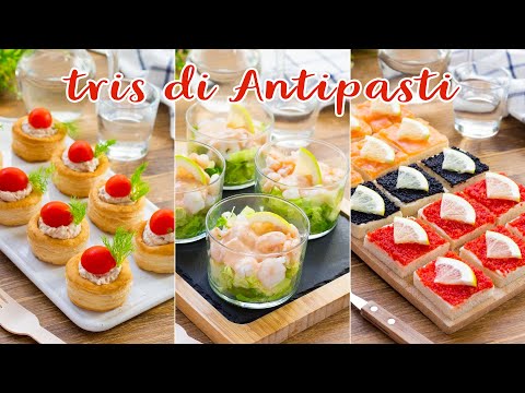 Tris di Antipasti di Capodanno - Vol-au-vent Salati  - Cocktail di Gamberi - Tartine - 55Winston55