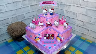 Kue Ulang Tahun Tingkat Sudut tema Hello Kitty #viral #tutorial #birthdaycake
