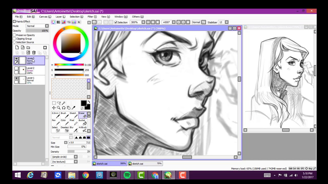 Speed Sketching using Paint tool Sai! YouTube