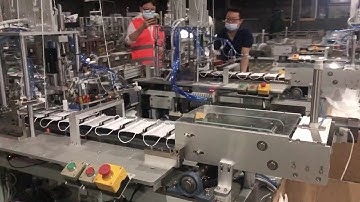 100 pcs output mask making machine with earloop welding testing in Richpeace factory