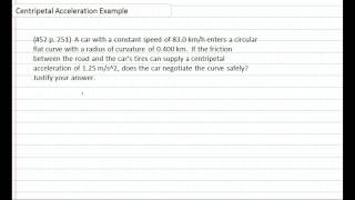 Circular Motion Centripetal Acceleration Example DJD (vid 57)