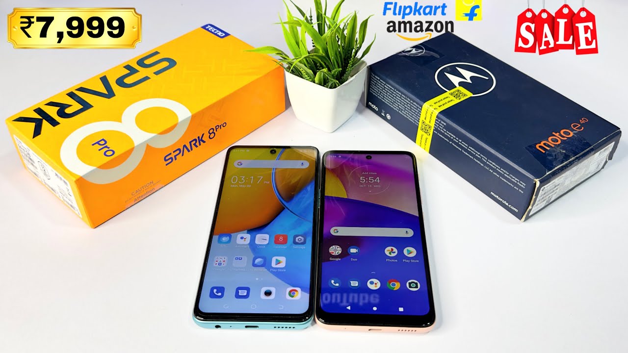 Tecno Spark 8 Pro Vs Moto E40 ⚡ Unboxing & Comparsion Around 8000