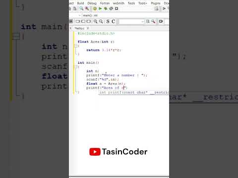 How to find the area of circle in c language | @TasinCoder |