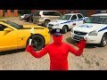 Policeman Red Man on Police Car ARRESTED Mr. Joe on Chevy Camaro & Started Chase for Kids