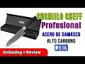 DEIK Cuchillo Profesional de Acero Damasco de Alto Carbono 20 cm | UnBoxing Review Español