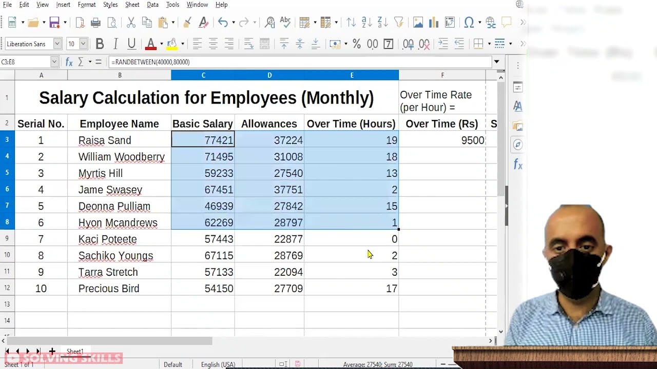 Spreadsheet Example (Salary) Conditional Formatting Charts