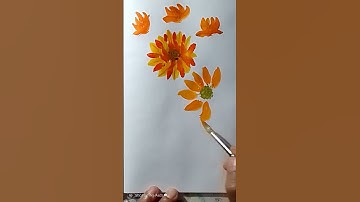 Thumbnail of Onestroke Flower Painting #short #shorts #youtubeshorts #ytshorts #hemlatamunshi  #onestroke#flowers