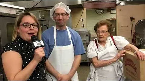 Making noodles with Dorothy Zehnder at Frankenmuth...