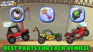 BEST PARTS FOR EACH VEHICLE 🔥💪 - Hill Climb Racing 2