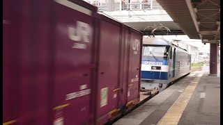 JR貨物 EF210-112号機 更新機 貨物列車 短いホイッスル3発 JR西日本 223系2000番台 W31編成 普通 米原行き 膳所駅 南草津駅  20230620