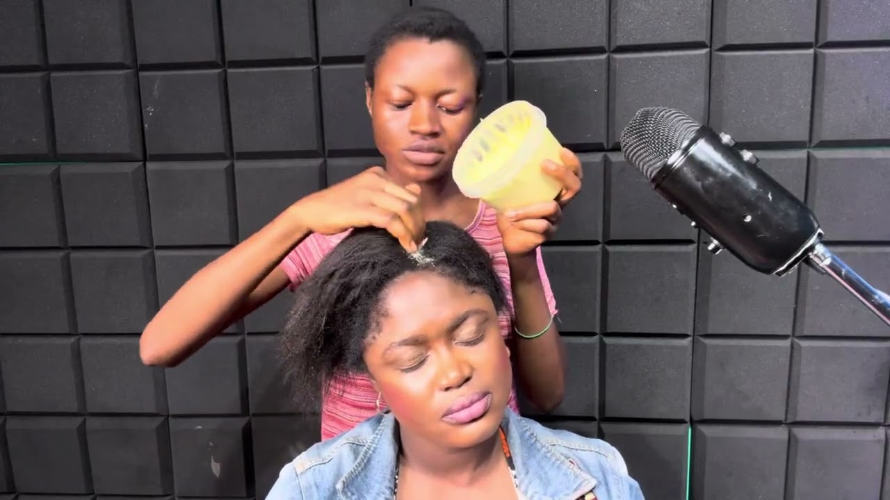 ASMR ✨scalp greasing agressive gum cracking and scalp masssge