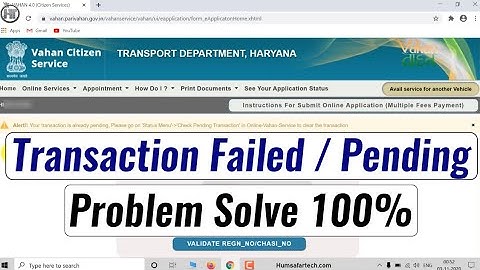 How to Clear Pending Transaction in Parivahan | RC Transfer Payment Failed | Humsafar Tech