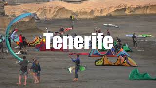 Kite surfing january 2021 Tenerife el Medano. Acrobatic high jumps. Slow motion 4K Panasonic HC-X1
