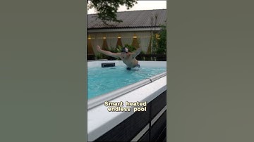 Smart heated endless pool! #coolpools #swimpool #naturalswimmingpools #indoorpool #poolfloat