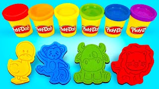 Create Animals with Play Doh Molds 🐵🐮🦁 Best Learn Color | Preschool Toddler Toy Learning Video