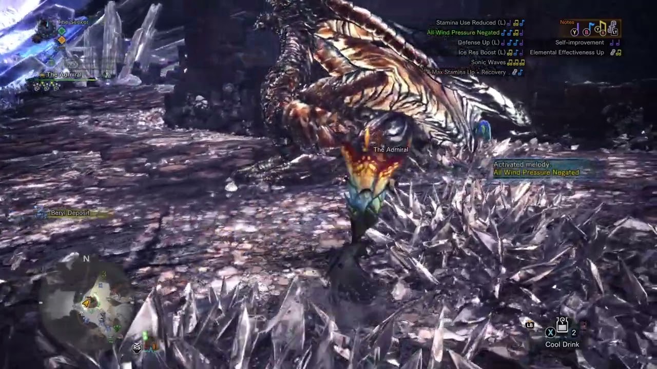 Kushala Daora aura with and without "All wind pressure negated" - Monster Hunter: World