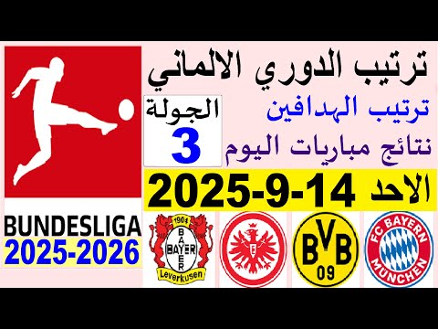 ترتيب الدوري الالماني وترتيب الهدافين الجولة 3 الاحد 13 9 2025 فوز بايرن ميونخ بخماسية