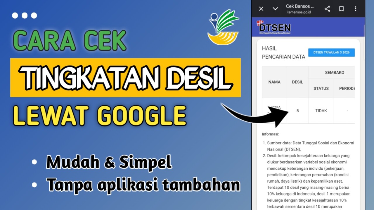 Cara Cek Desil Bansos 2026 Lewat HP | Cek Desil DTSEN &… — Transcript