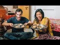 American tries HOMECOOKED Indian food for the first time.