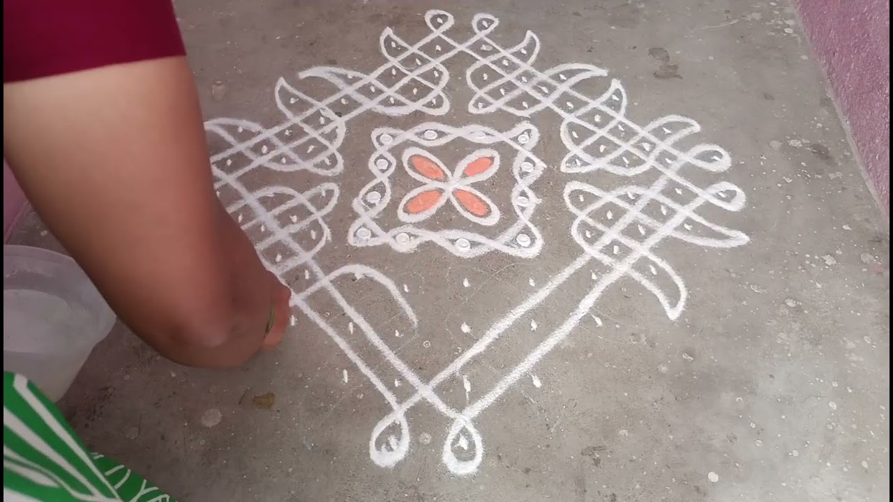 12*2 *2 dots #sikku kolam kampi kolam 💐 12 புள்ளி 2 வரிசை 2 ல் முடிவு  சிக்கு கோலம் 