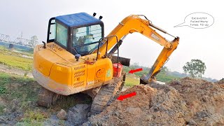 Foklain Excavator Failed Many Times To Up | Excavator Fail Skills | Excavator Stuck | Crazy Driver