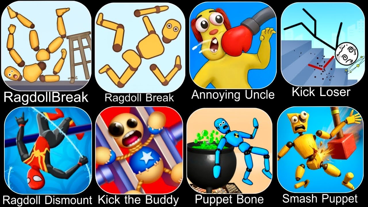 Roblox,Sprunki Survival,Ragdoll Fall,Ragdoll Break,Kick the Buddy,Annoying Uncle Punch,Kick Loser