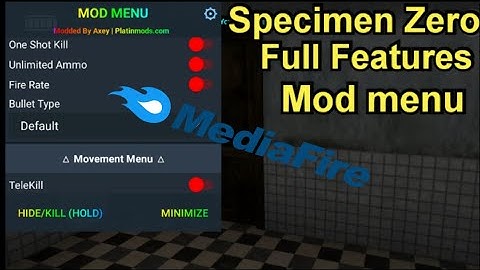 Specimen Zero Mod Menu V4 Updated New 2021