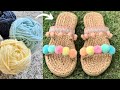 Handmade Sandals From Wool Thread // Yarn Crafts // Homemade slippers