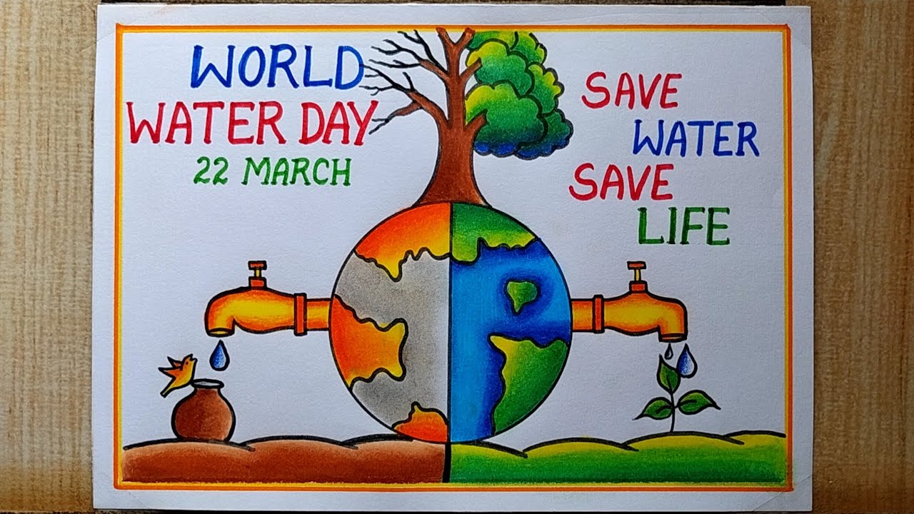 Save water | Save water poster drawing, Earth day drawing, Save earth  drawing