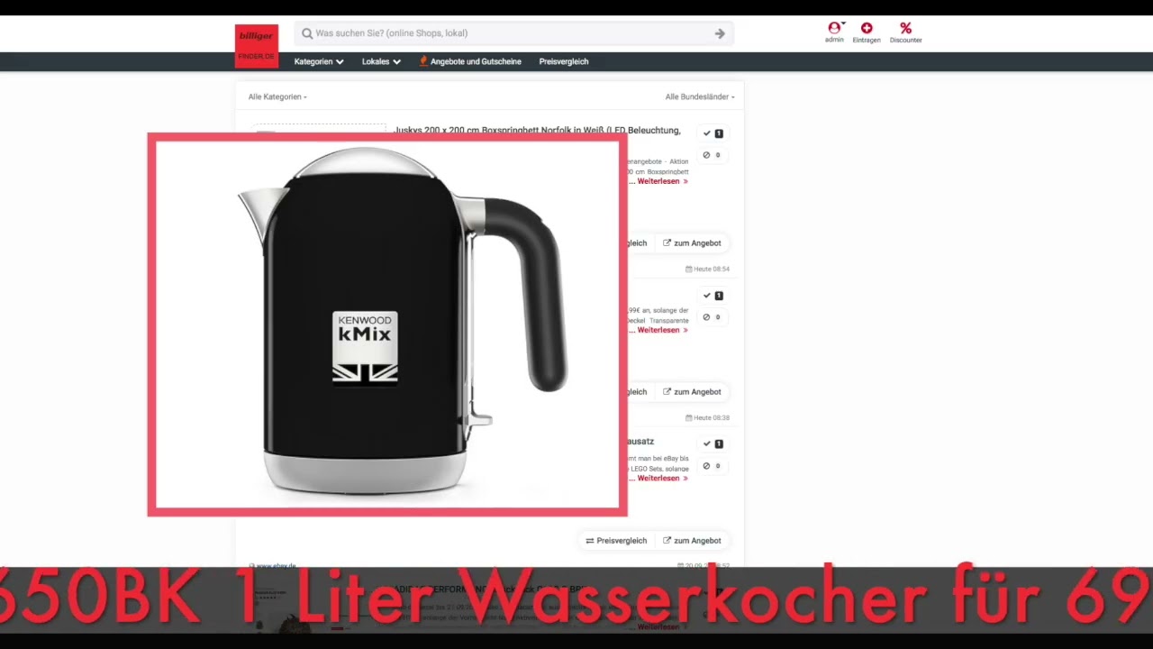 Schnäppchen/Billiger des Tages 22.09.25 - KENWOOD ZJX650BK 1 Liter Wasserkocher