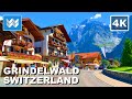 [4K] Grindelwald Switzerland 🇨🇭 Scenic Walking Tour Vlog &amp; Vacation Travel Guide 🎧