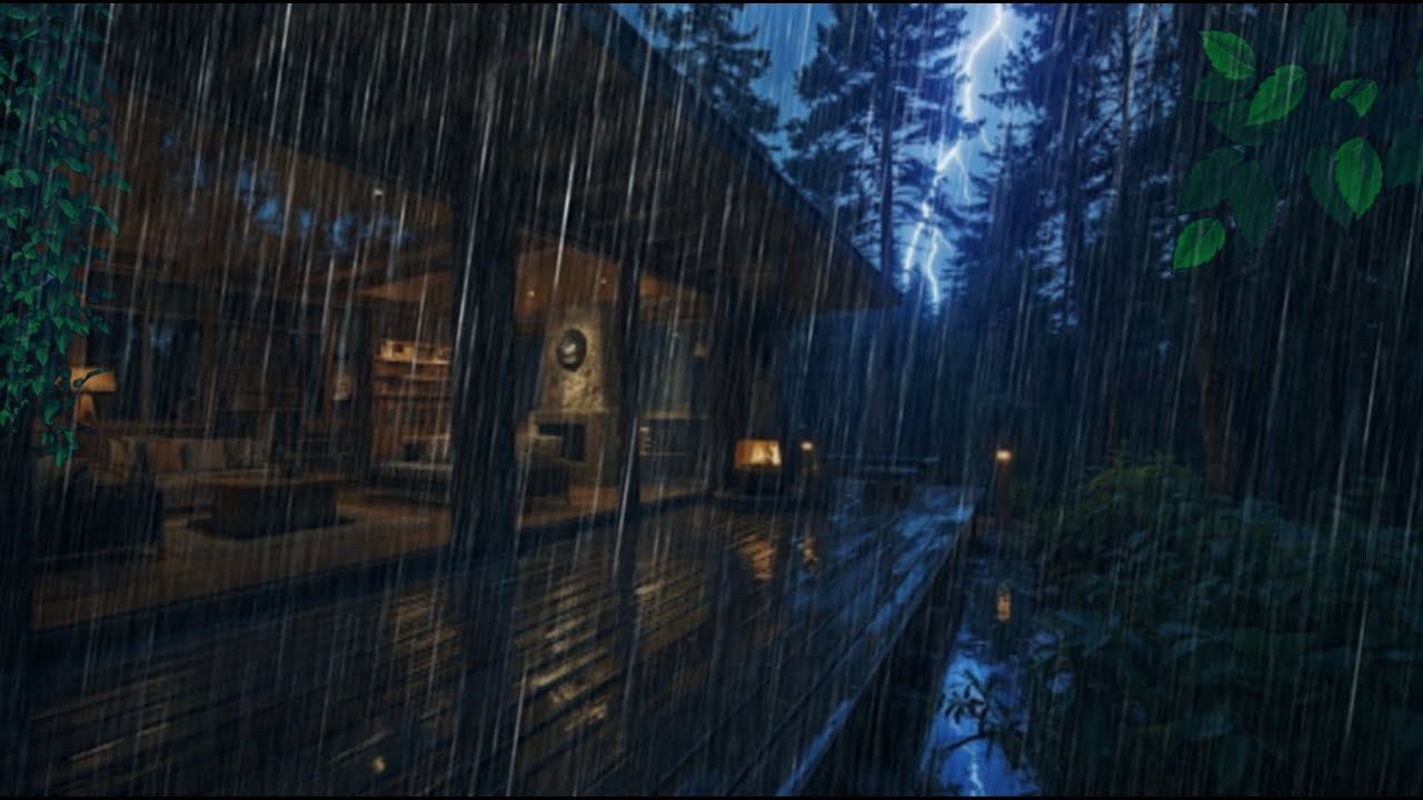 Rain Sounds at The Cozy Forest Cabin at Night 🌲| Deep Sleep ...