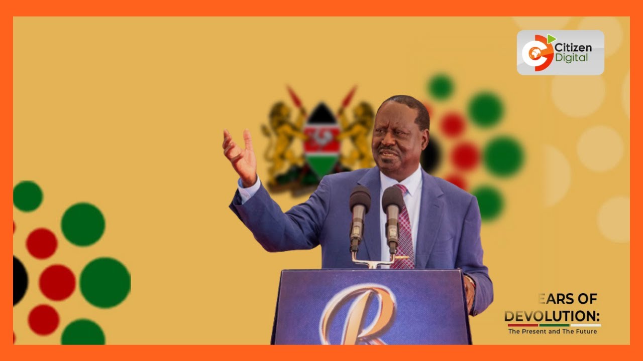 Azimio Raila R Kinara wa Azimio Raila ahutubia kongamano la Ugatuzi mjini Eldoret ...