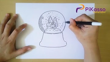How to Draw a Snow Globe step by step