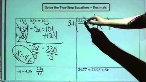 Eighth Grade Homework Helper- Solving Two Step Equations with Decimals
