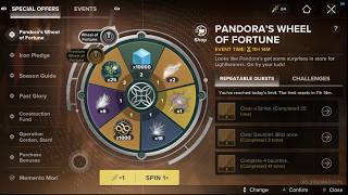Destiny Rising Pandora's Wheel of Fortune Event