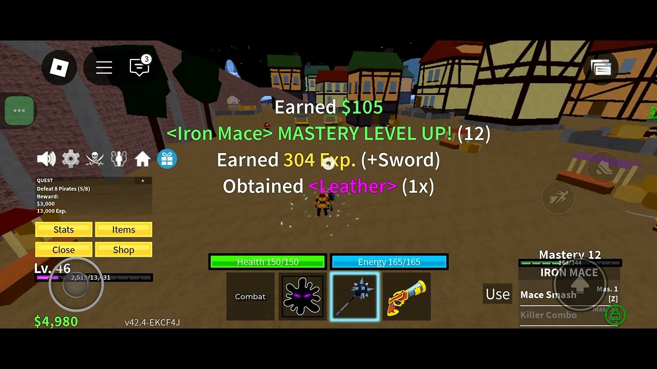 Defeating pirates with iron mace (blox fruits) - YouTube