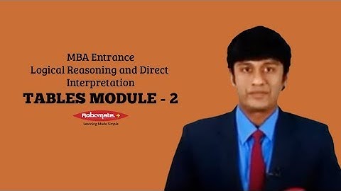 MBA Entrance | Logical Reasoning and Direct Interpretation | Tables | Module 2