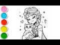 Beautiful Elsa Frozen Drawing for kids, Painting & Coloring for kids, Toddlers | Let's Draw Together