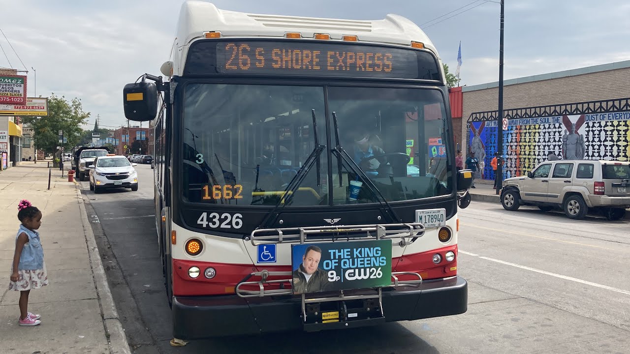 CTA Bus Ride 26 South Shore Express From 91st/Commercial To M V D H R New Flyer DE60LFR 2012 