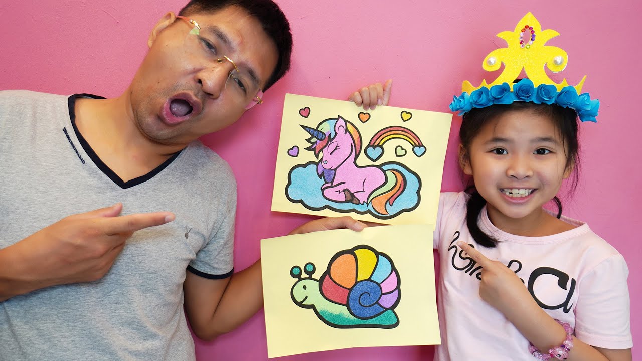 Bún Bắp Family Bé Bắp Tô Màu Cùng Bố  Coloring with Daddy  YouTube