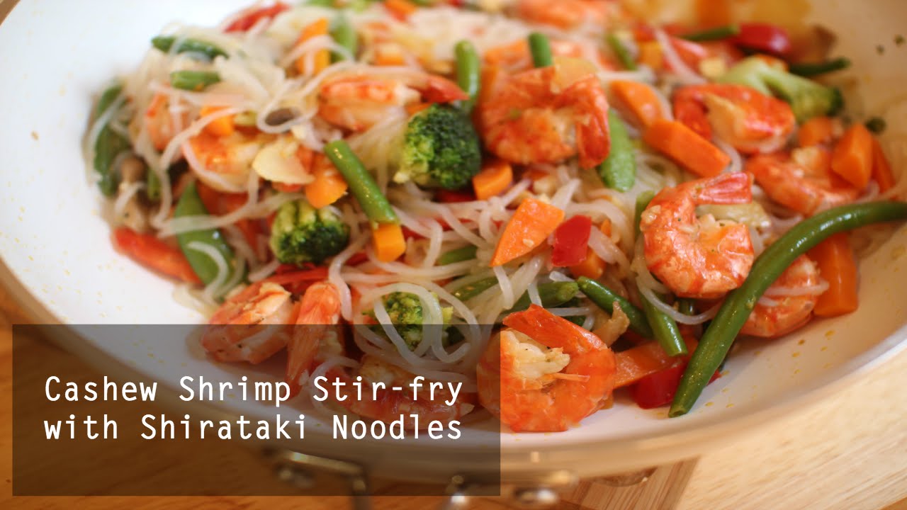 Healthy Shrimp Stirfry with Shirataki Noodles Low Calorie Meal YouTube