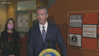Gov. Gavin Newsom speaks on testing for students and booster shot requirements for health care worke