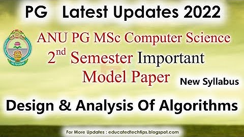 2nd sem DAA most important model paper 2022 MSc Computer Science New Syllabus 2022 PG