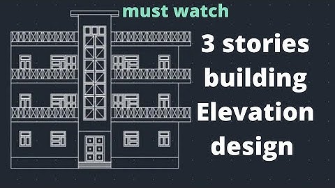front elevation design for 3 floor building | 2d elevation in autocad | front view of house design