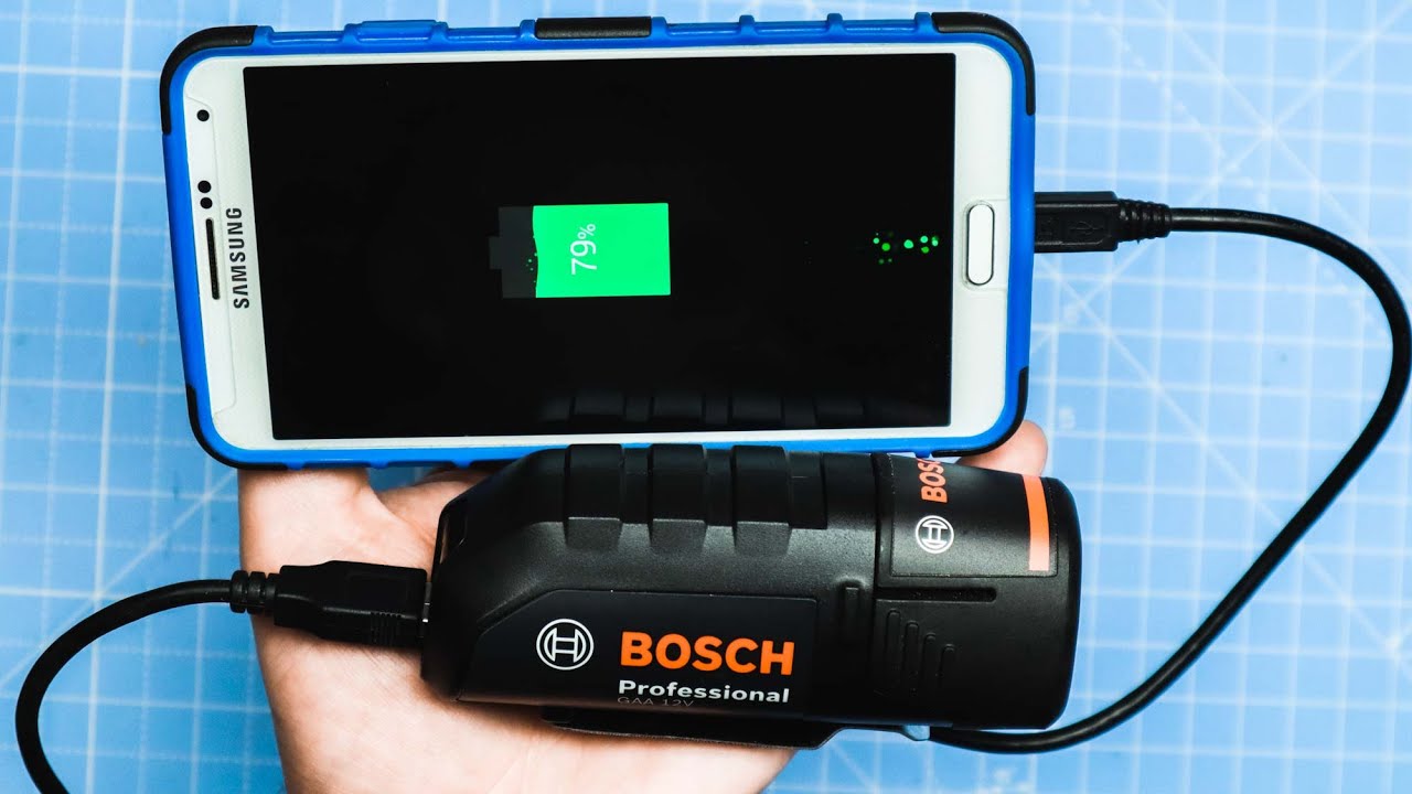 12 Volt Battery Adaptor USB Charging Port: Bosch Professional 