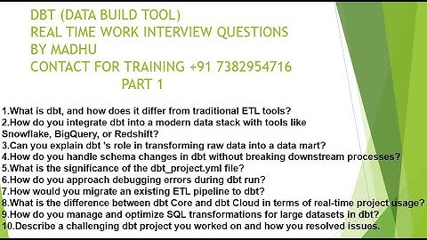 DBT DATA BUILD TOOL REAL TIME WORK INTERVIEW QUESTIONS PART 1 BY MADHU